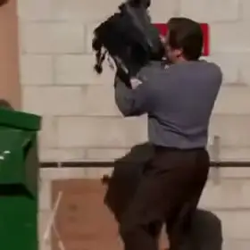 Ron Swanson Throws Computer Away